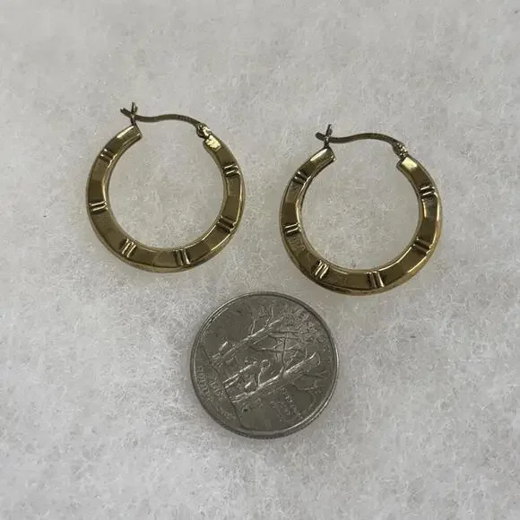 Vintage gold tone sterling hoop earrings - Picture 3 of 3